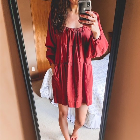 Lou Jean Babydoll Dress Rust Red 